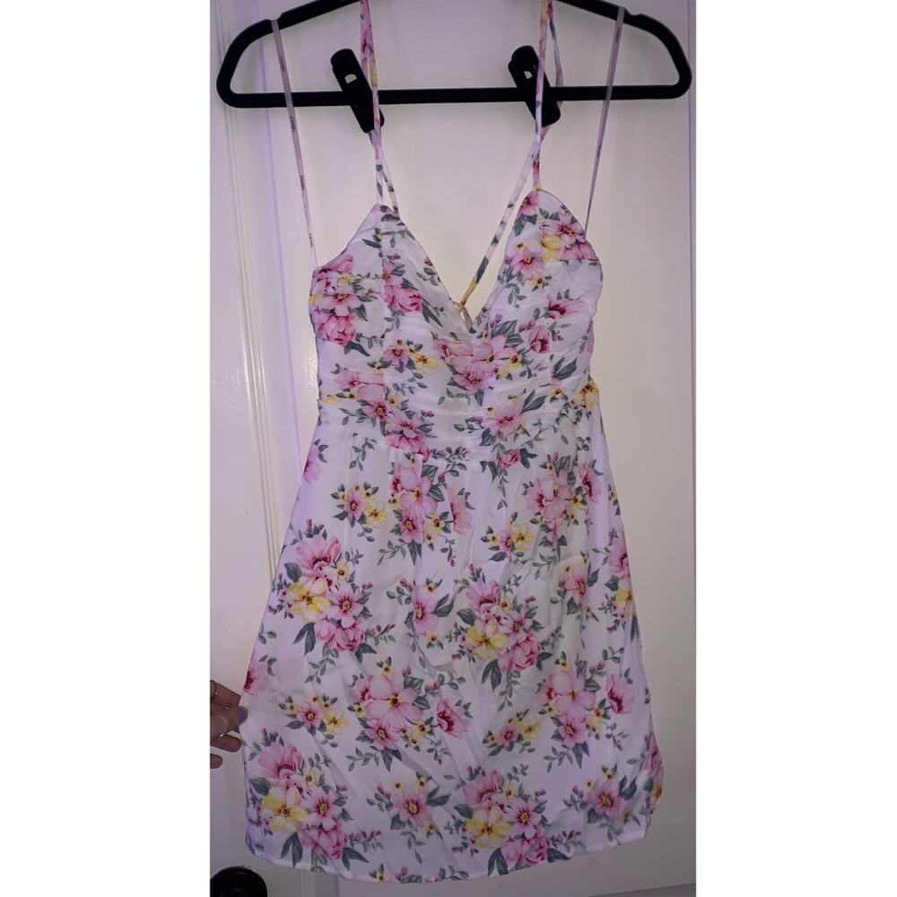 White floral mini dress